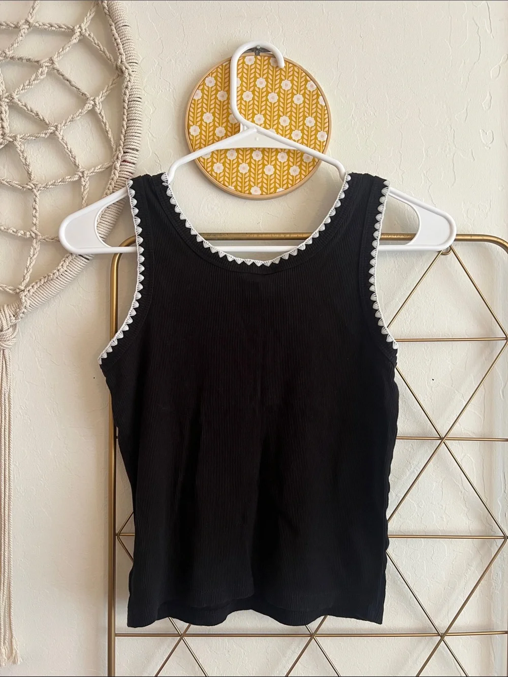 XXL | Gap Kids Girls Black Tank Top with White Trim